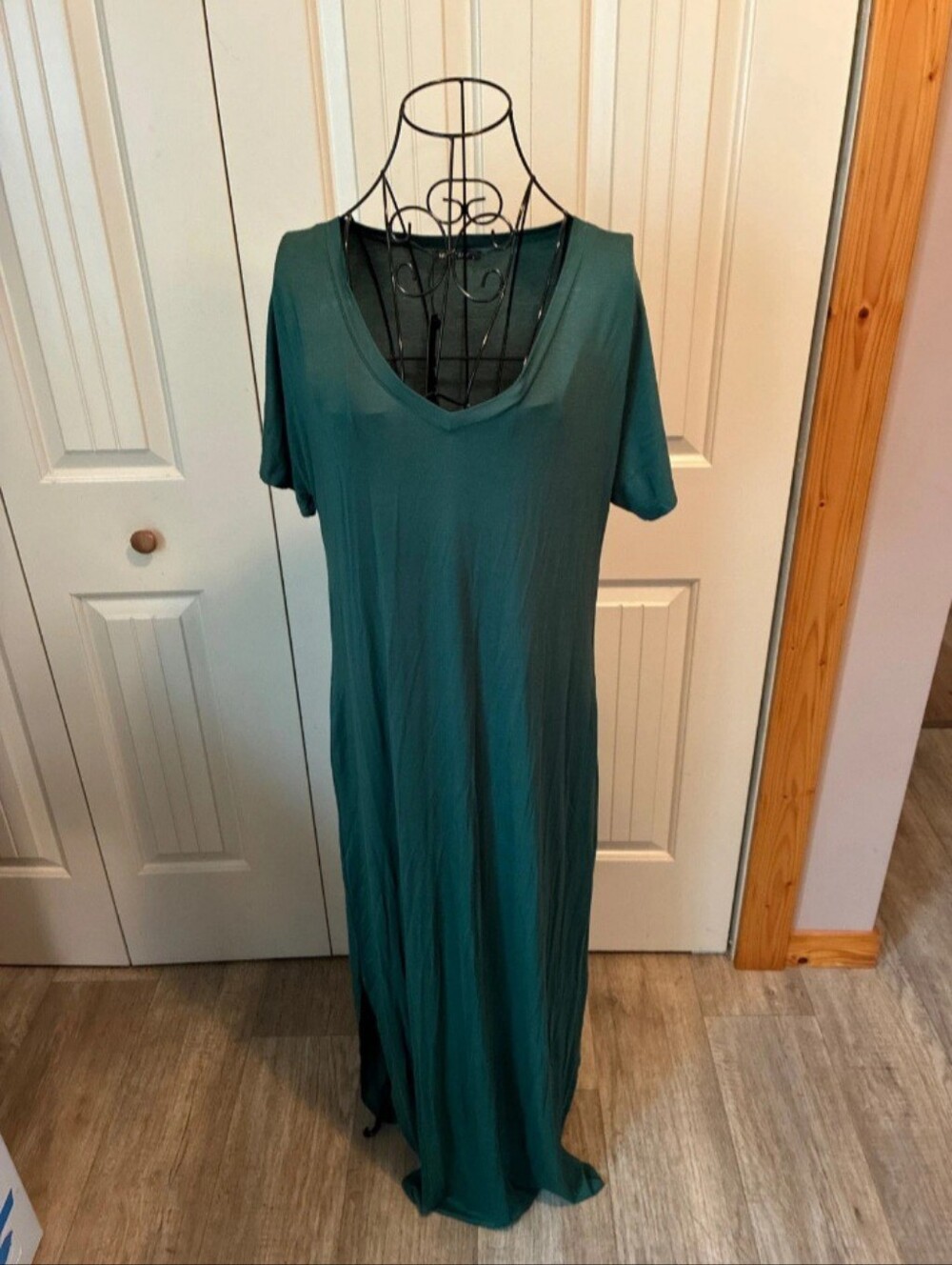 Nwt Huskaray Green Vneck Maxi Dress Pockets Large - Picture 3 of 5